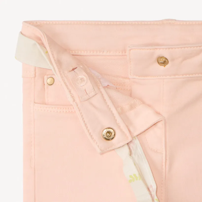 Jean droit uni avec ceinture à nouer pour bébé fille