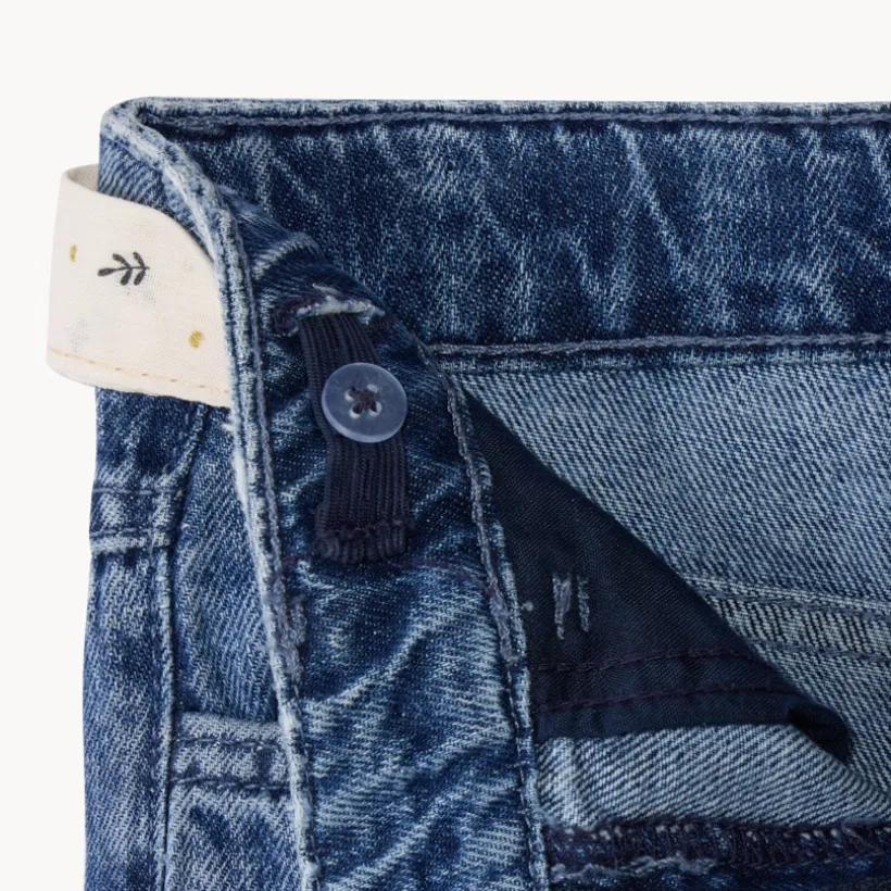 Jean en denim coupe mom fit avec ceinture foulard fantaisie pour fille
