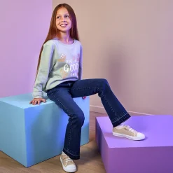 Jean en denim coupe évasé pour fille