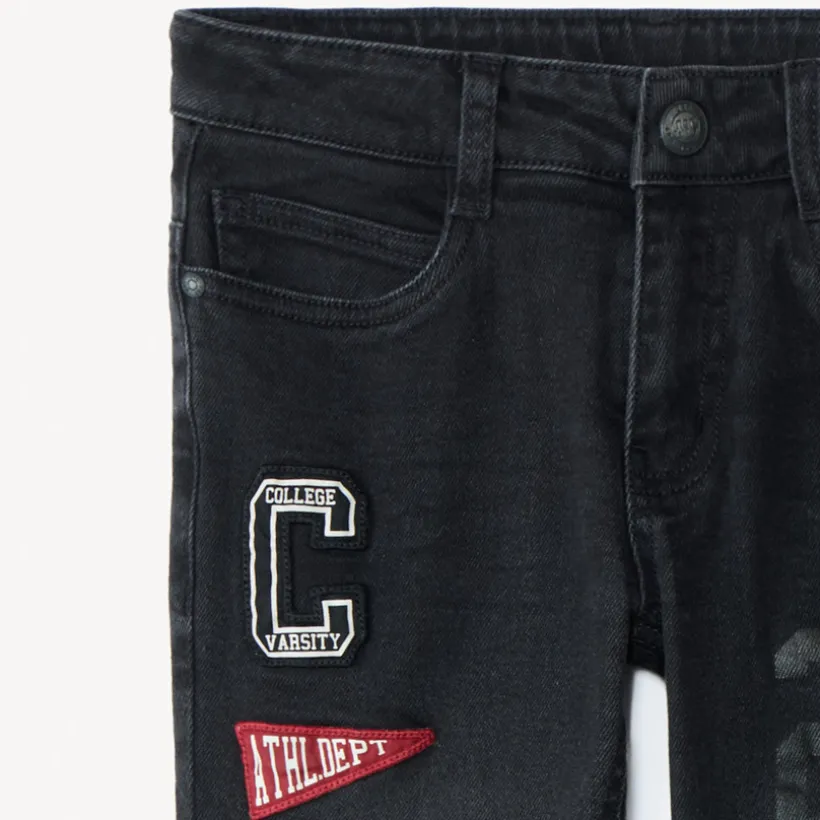 Jean en denim doublé avec label fantaisie pour garçon