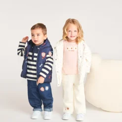 Jean en toile broderies fleuries pour bébé fille