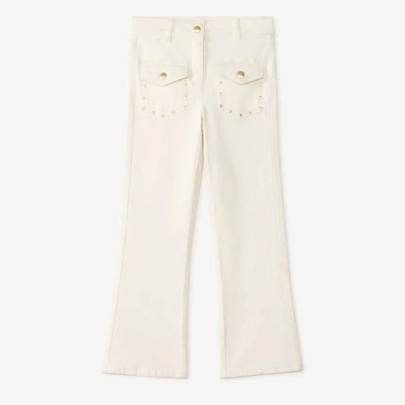 Jean flare avec poches plaquées pour fille
