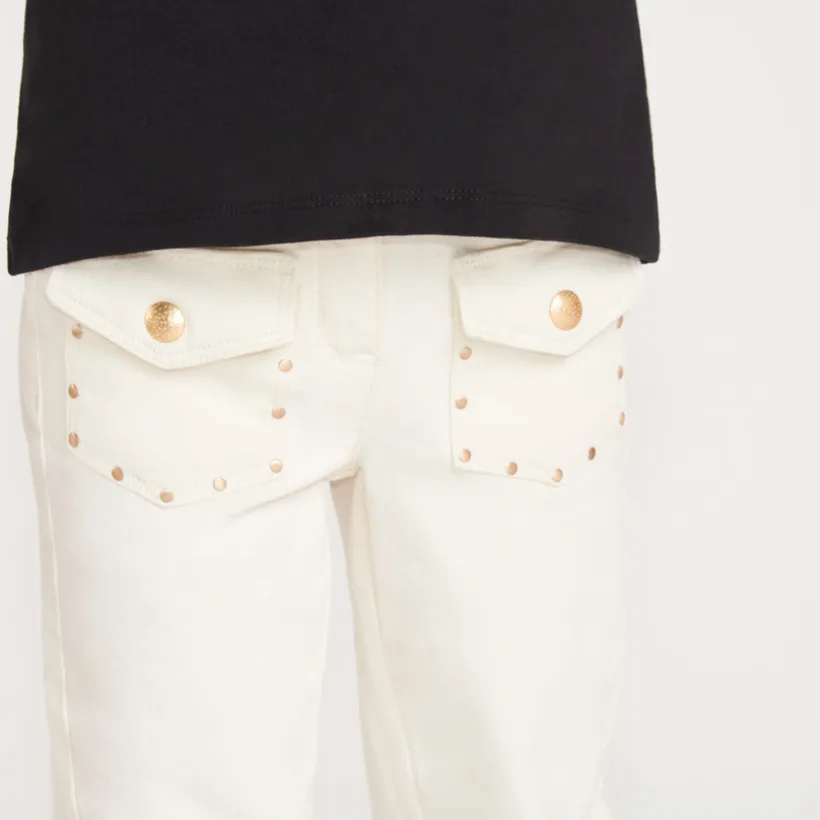 Jean flare avec poches plaquées pour fille