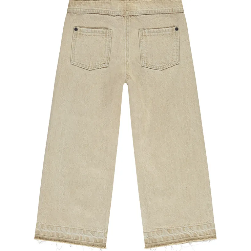 Jean large effet délavé à franges pour fille