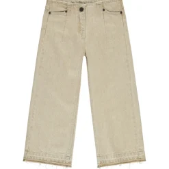 Jean large effet délavé à franges pour fille