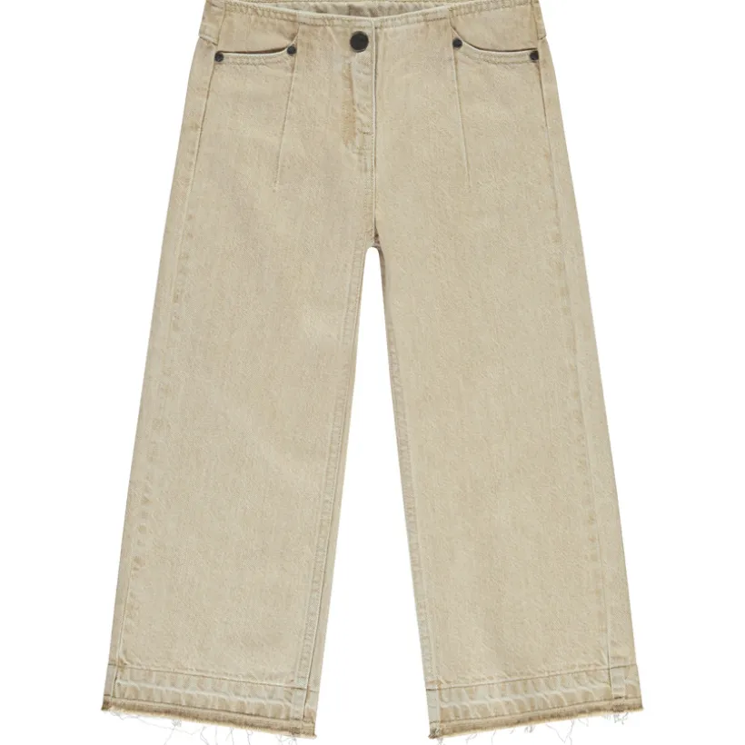 Jean large effet délavé à franges pour fille