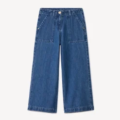 Jean large en denim avec poches plaquées pour fille