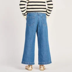 Jean large en denim avec poches plaquées pour fille