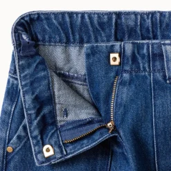 Jean large en denim avec poches plaquées pour fille