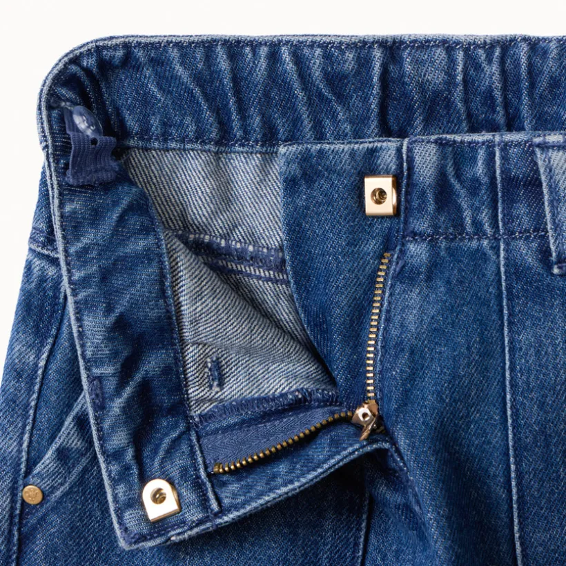 Jean large en denim avec poches plaquées pour fille