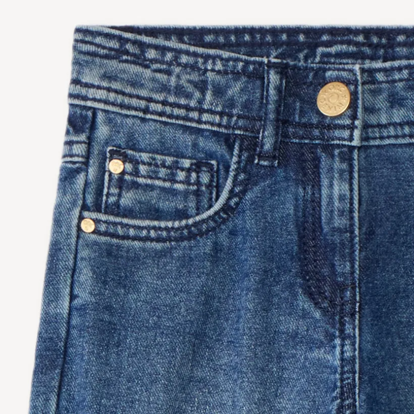 Jean large en denim bleu stone pour fille