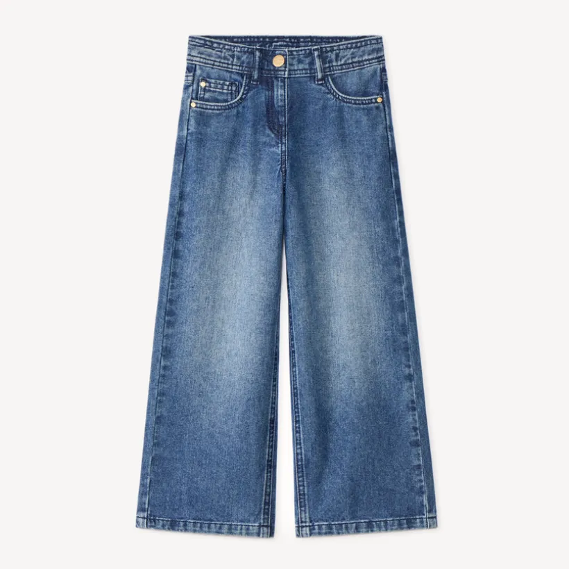 Jean large en denim bleu stone pour fille