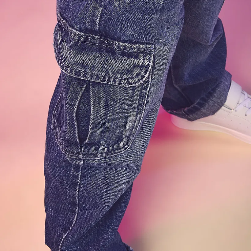 Jean large style cargo pour fille
