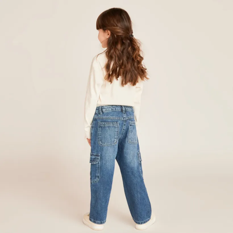 Jean large style cargo pour fille