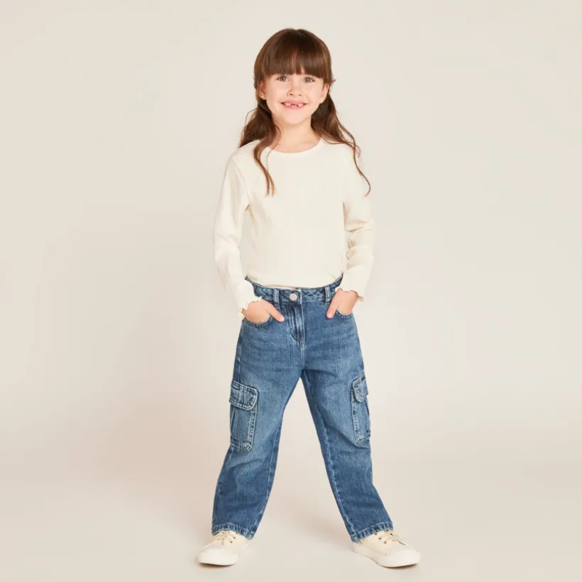 Jean large style cargo pour fille