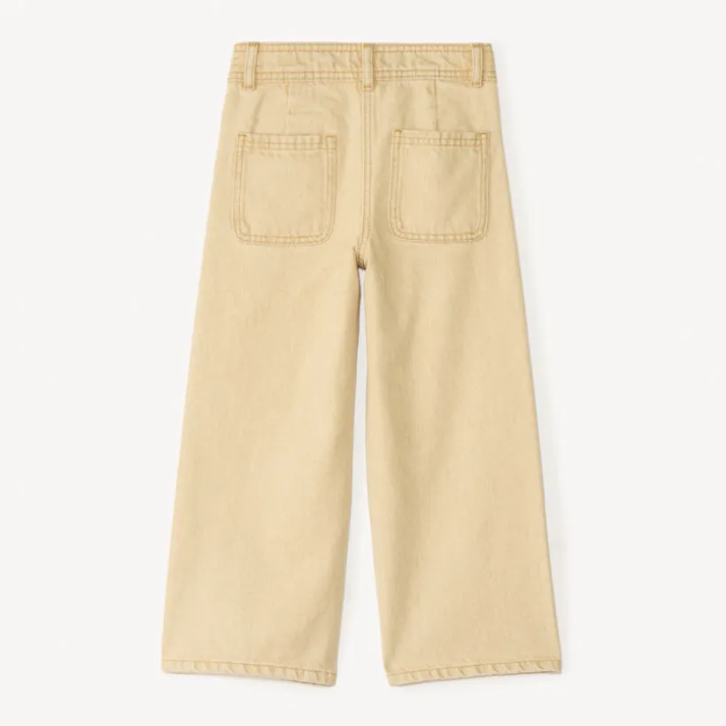 Jean large uni avec poches fantaisie pour fille