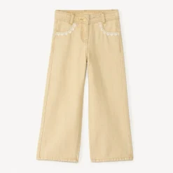 Jean large uni avec poches fantaisie pour fille