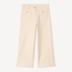 Jean large uni à boutons imitation corne pour fille