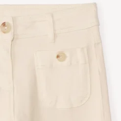 Jean large uni à boutons imitation corne pour fille