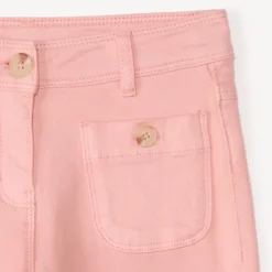 Jean large uni à boutons imitation corne pour fille
