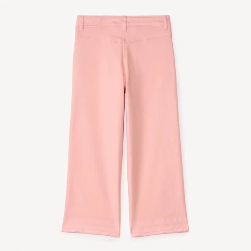 Jean large uni à boutons imitation corne pour fille