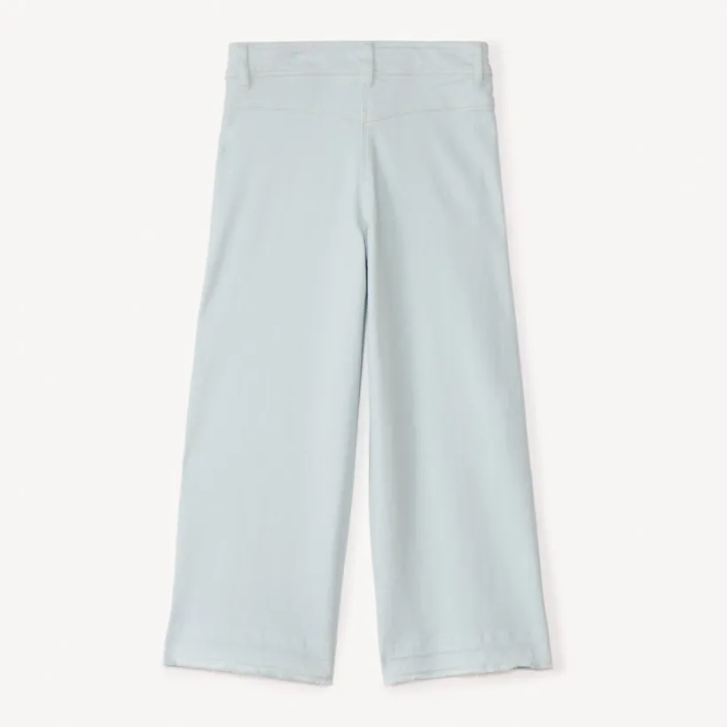 Jean large uni à boutons imitation corne pour fille