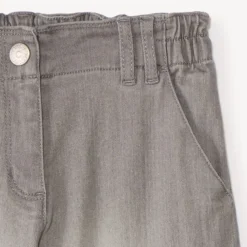 Jean large uni en denim style cargo avec poches pour fille