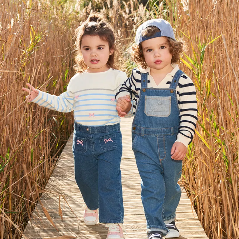 Jean large uni pour bébé fille