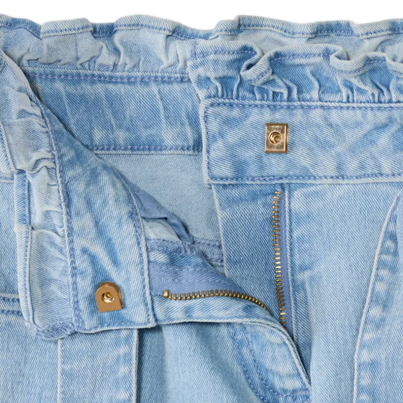 Jean paperbag avec ceinture à nouer pour fille