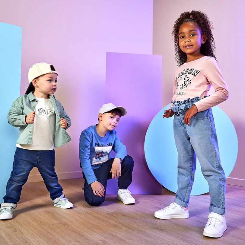 Jean paperbag avec ceinture à nouer pour fille