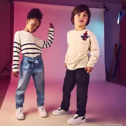 Jean paperbag avec ceinture à nouer pour fille