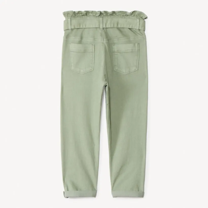 Jean paperbag uni avec ceinture à nouer pour fille
