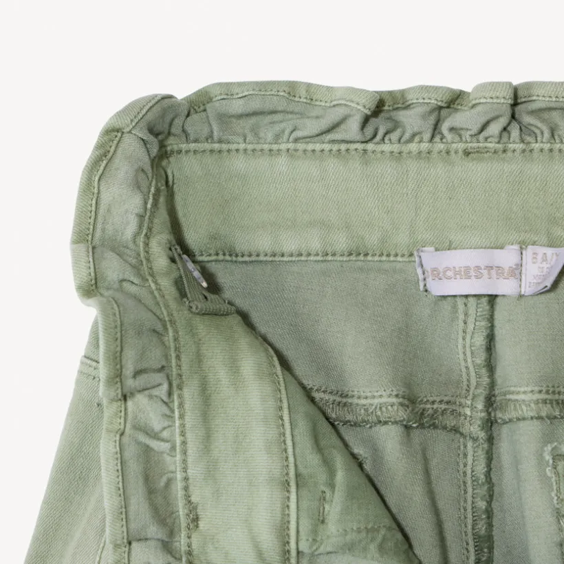 Jean paperbag uni avec ceinture à nouer pour fille