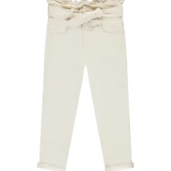 Jean paperbag uni avec ceinture à nouer pour fille