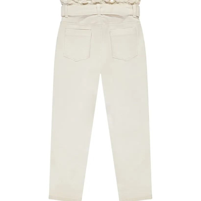 Jean paperbag uni avec ceinture à nouer pour fille