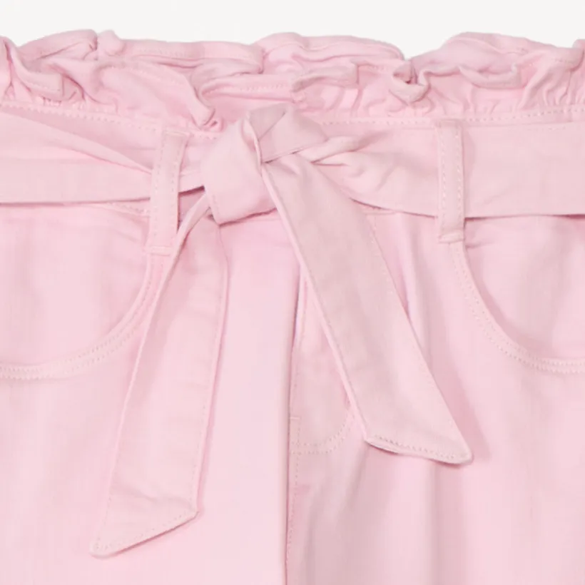 Jean paperbag uni à nouer pour fille