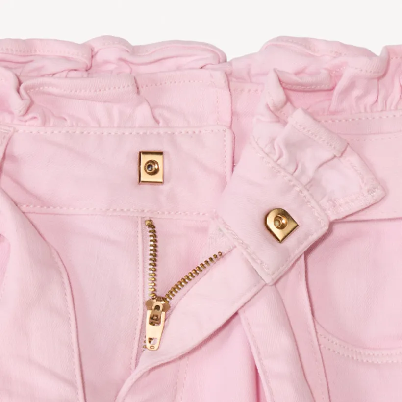 Jean paperbag uni à nouer pour fille