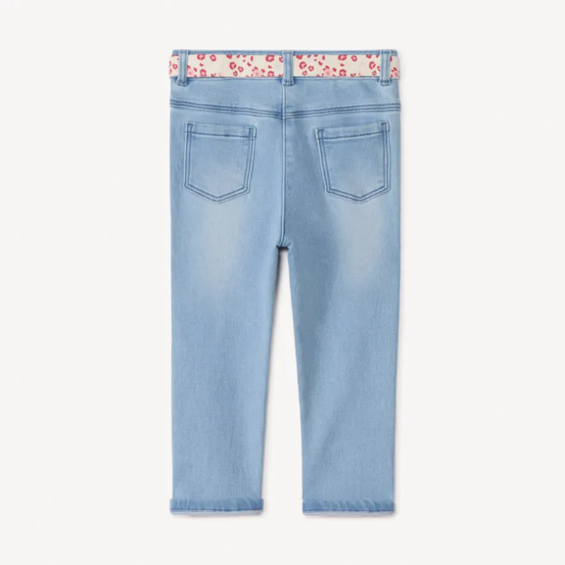 Jeans droit avec ceinture à nouer pour bébé fille