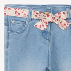 Jeans droit avec ceinture à nouer pour bébé fille