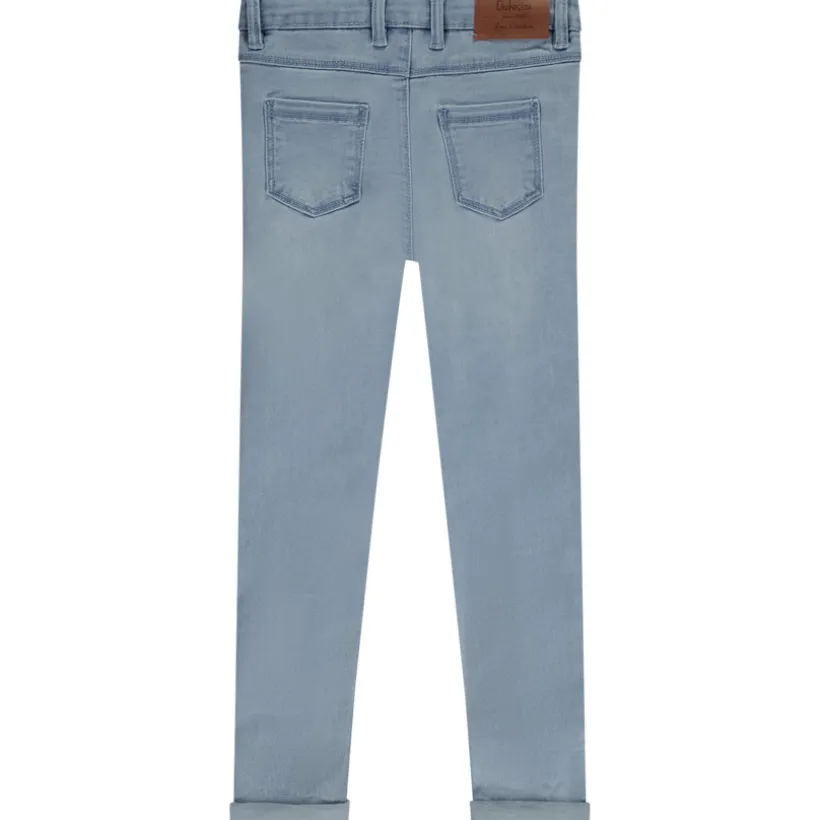 Jean skinny effet délavé avec jacron en simili cuir pour fille