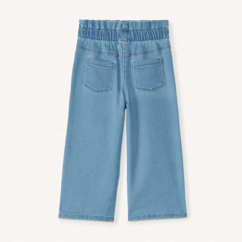 Jeans large à taille élastiquée broderie fleurs pour bébé fille