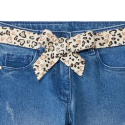Jean slim avec ceinture foulard imprimé pour fille