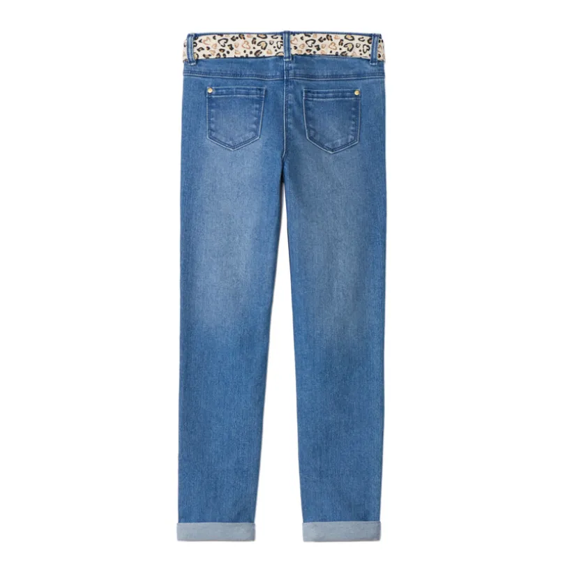 Jean slim avec ceinture foulard imprimé pour fille
