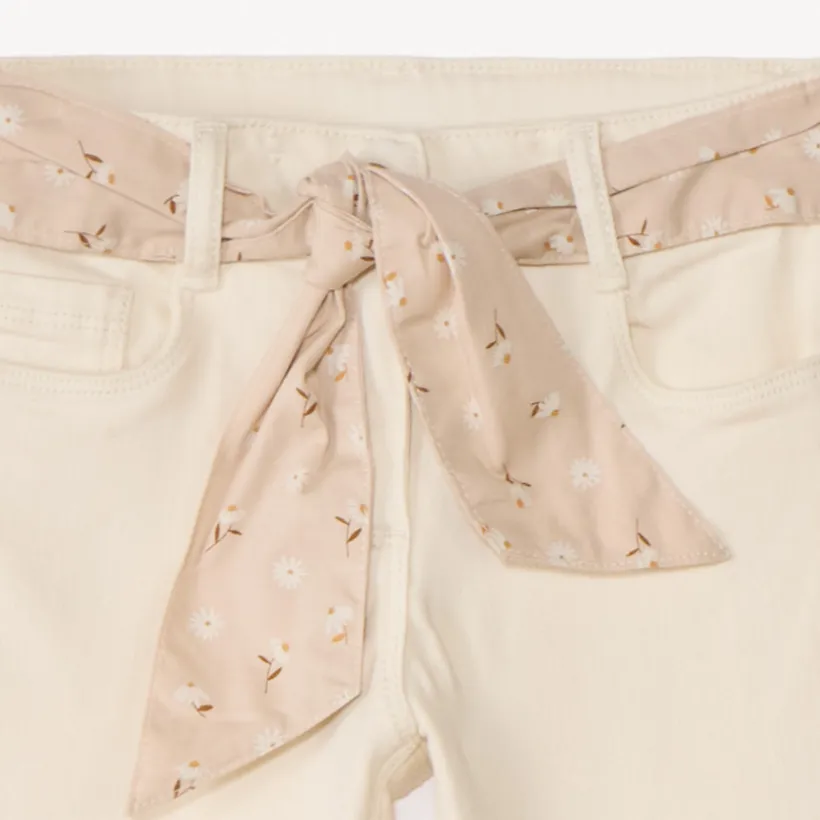 Jean slim avec ceinture imprimée à nouer pour fille