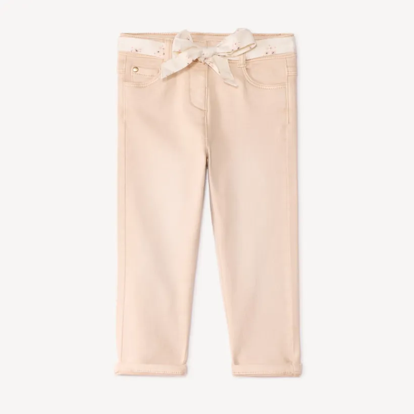 Jean slim bébé fille avec ceinture en tissu