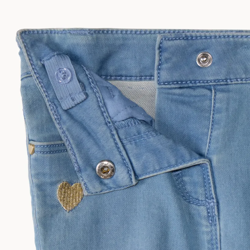 Jean slim broderies cœurs dorés pour bébé fille