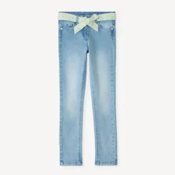 Jean slim fille avec ceinture en tissu