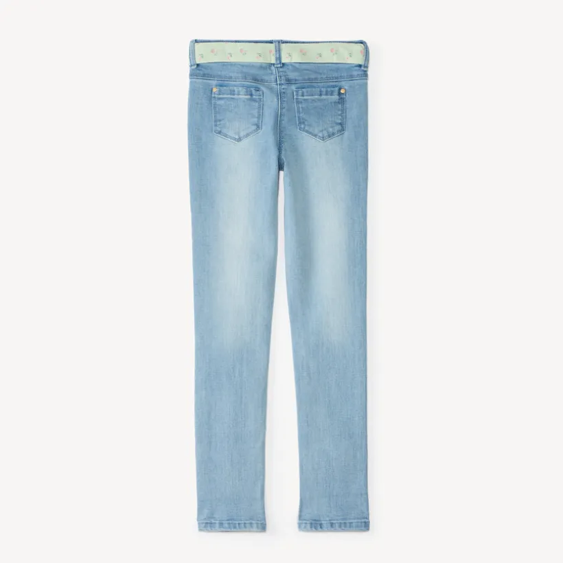 Jean slim fille avec ceinture en tissu