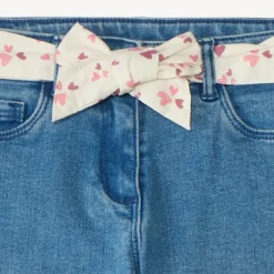 Jean slim fille avec ceinture en tissu
