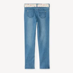Jean slim fille avec ceinture en tissu